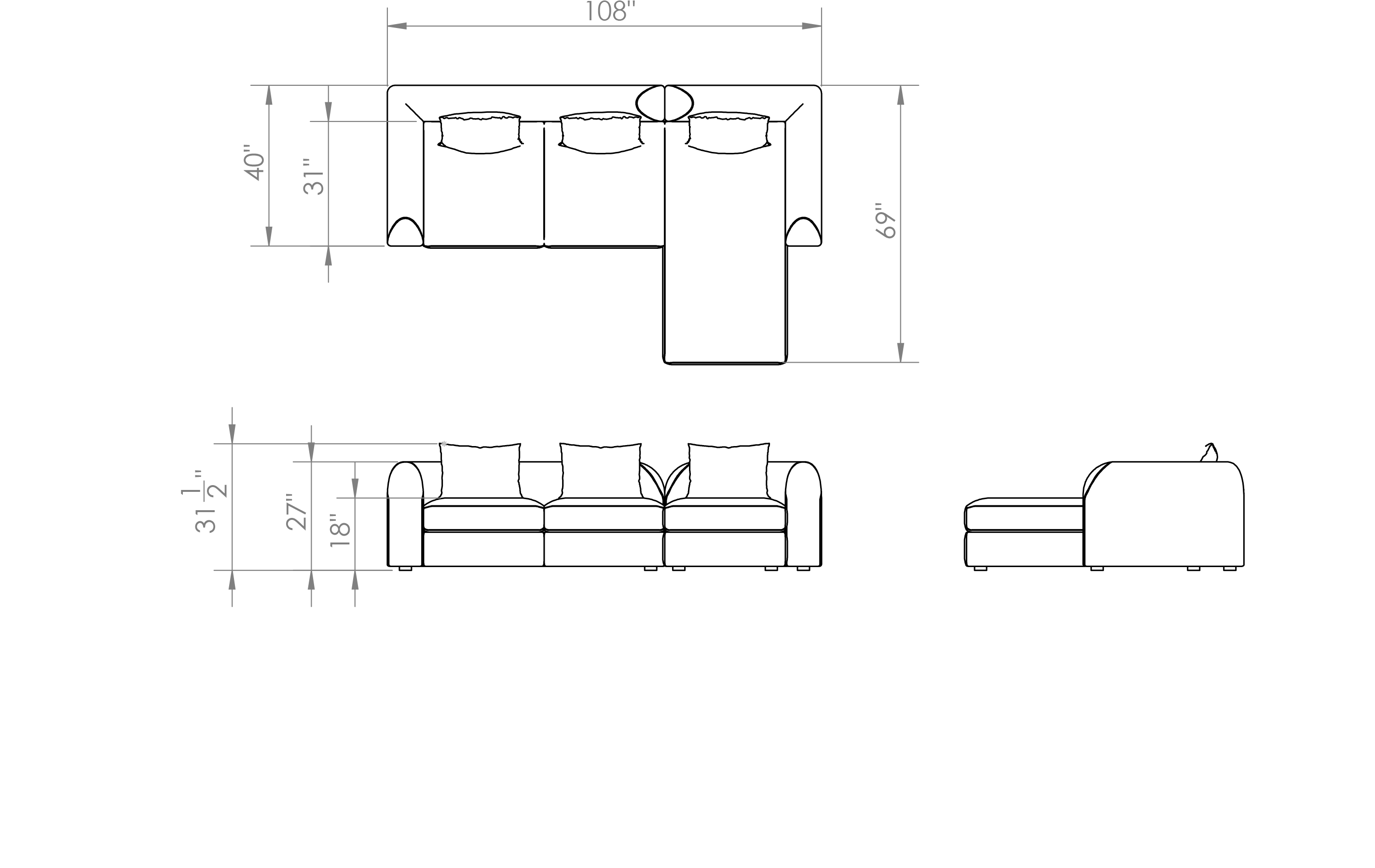 ESST SG 08 Quay 3 Seat Chaise