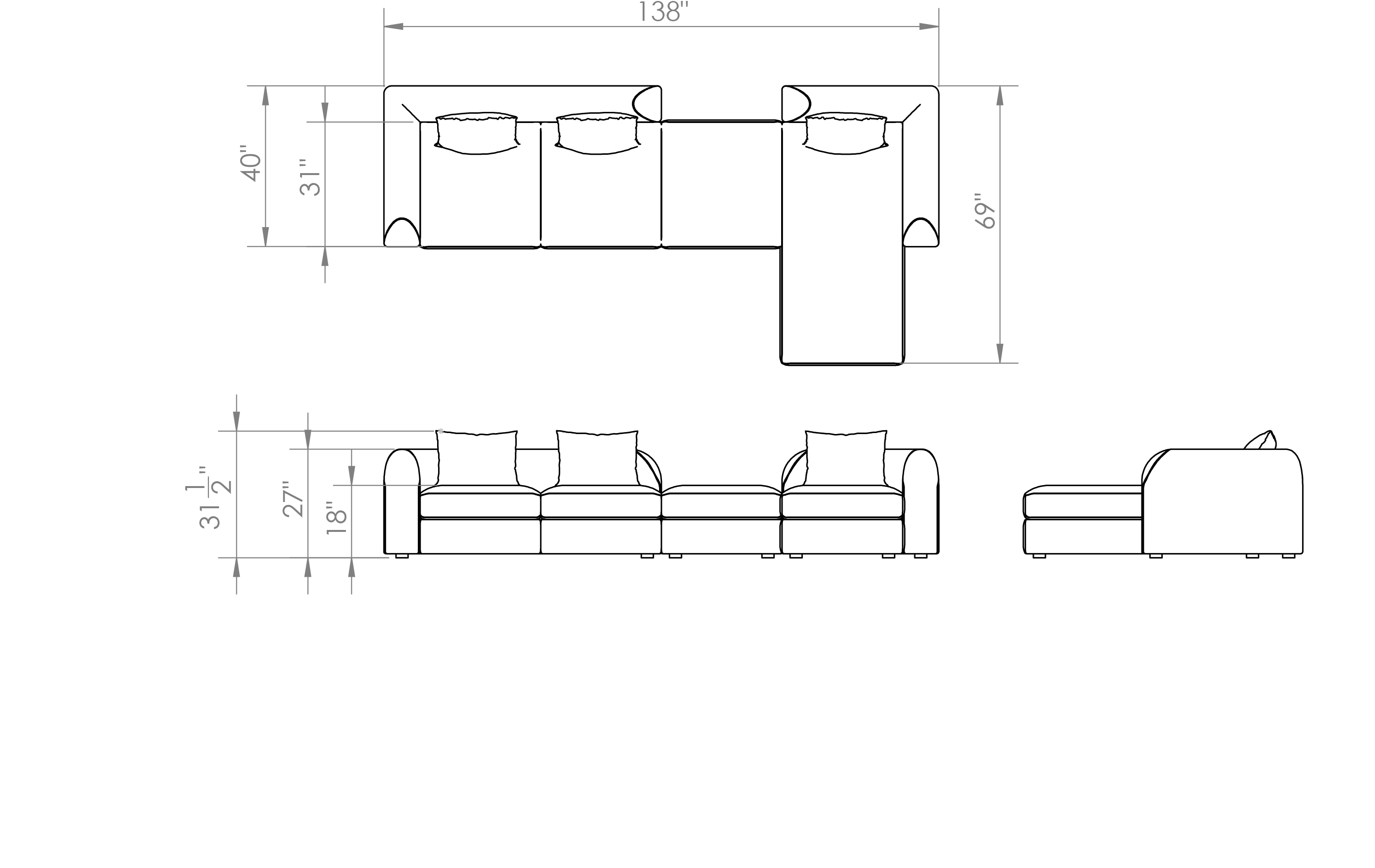 ESST SG 08 Quay 4 Seat Chaise Open Back