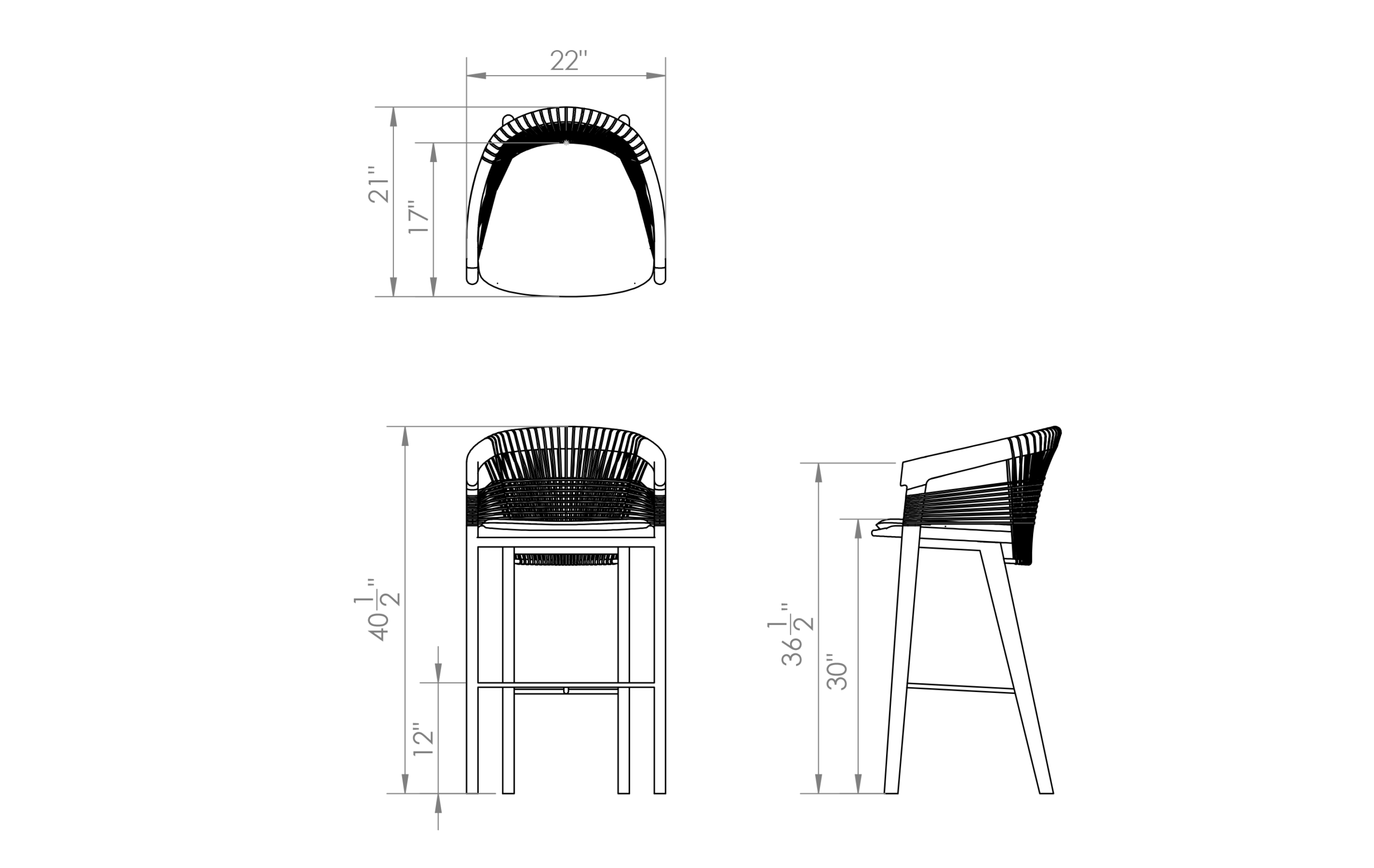 WCOL 26 SG 03 Entwine Bar Stool Line Art